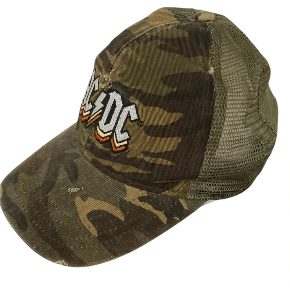 AC/DC Embroidered Camouflage Distressed Net SnapBack - Picture 4 of 9